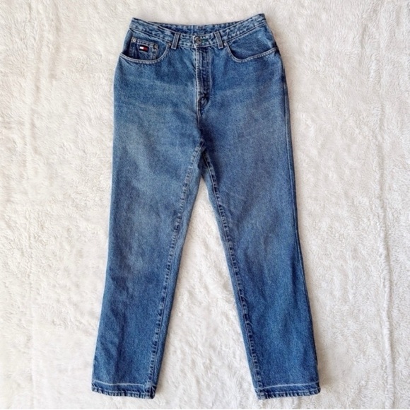 VTG 90s Y2K Tommy Hilfiger Women Blue Triple T Jeans Classic Retro Western - Picture 2 of 10